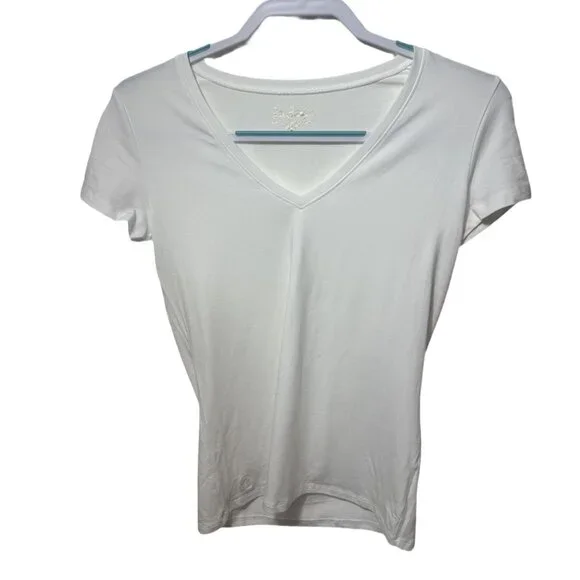 Lilly Pulitzer Meredith Tee White V-Neck Size Small NWOT - Picture 2 of 5